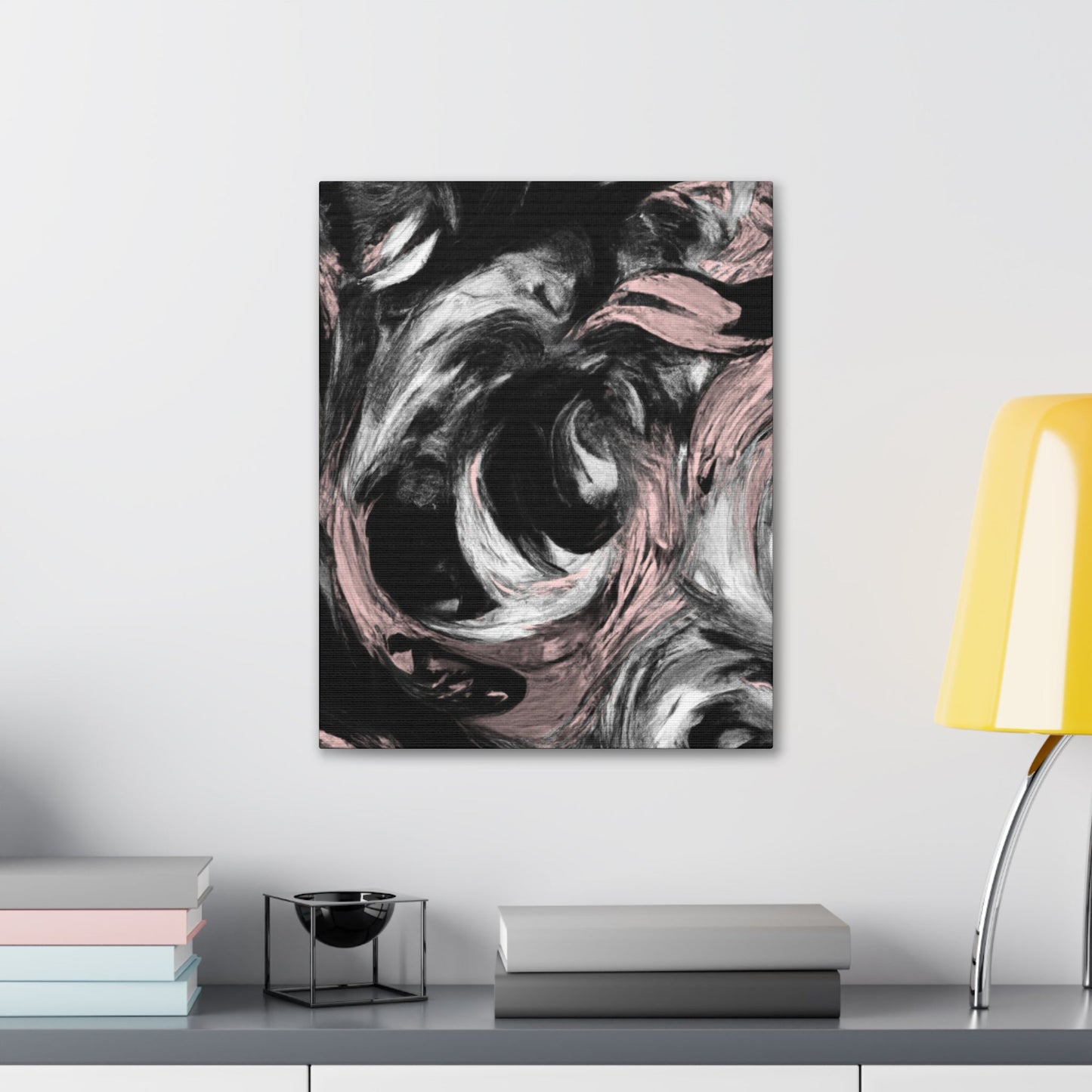 Wall Art Decor - Canvas Print Artwork - Black Pink White Abstract