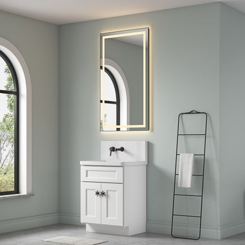 40x24 Inches Bathroom Vanity Mirror, Wall Mounted Frame Dimmable