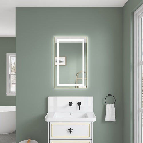 40x24 Inches Bathroom Vanity Mirror, Wall Mounted Frame Dimmable