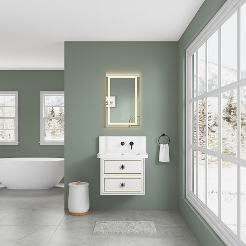 40x24 Inches Bathroom Vanity Mirror, Wall Mounted Frame Dimmable