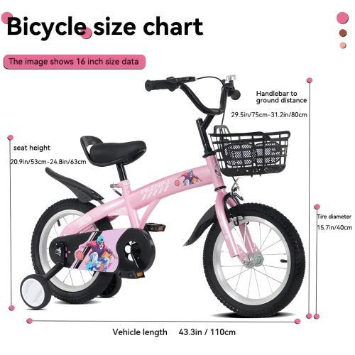 FKZNPJ 16 Inch Sporty Kids Bike With Training Wheels And Stand