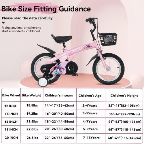 FKZNPJ 16 Inch Sporty Kids Bike With Training Wheels And Stand