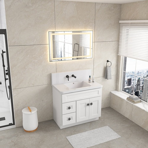 40x24 Inches Bathroom Vanity Mirror, Wall Mounted Frame Dimmable