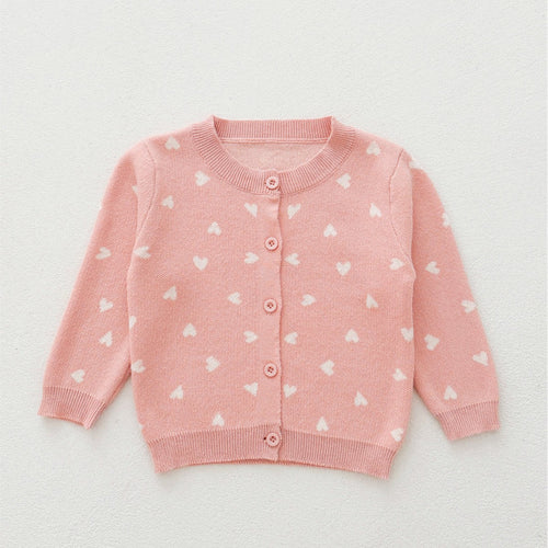 Spring Arrival Baby Kids Girls Comfortable Heart Pattern Knitted Long