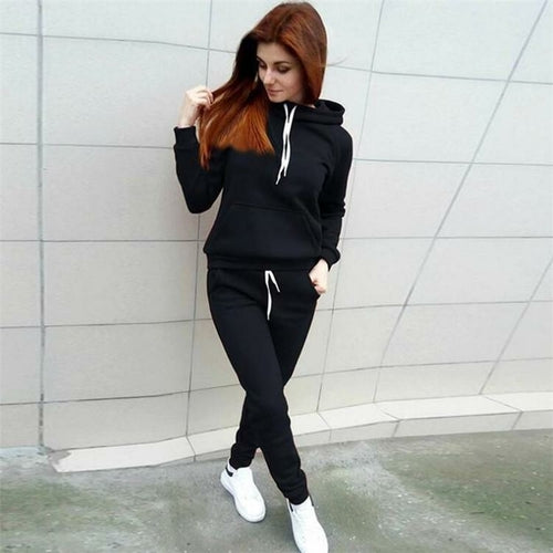 Sport Suit Women Autumn Winter Tracksuits Wine Pullover Top Shirts